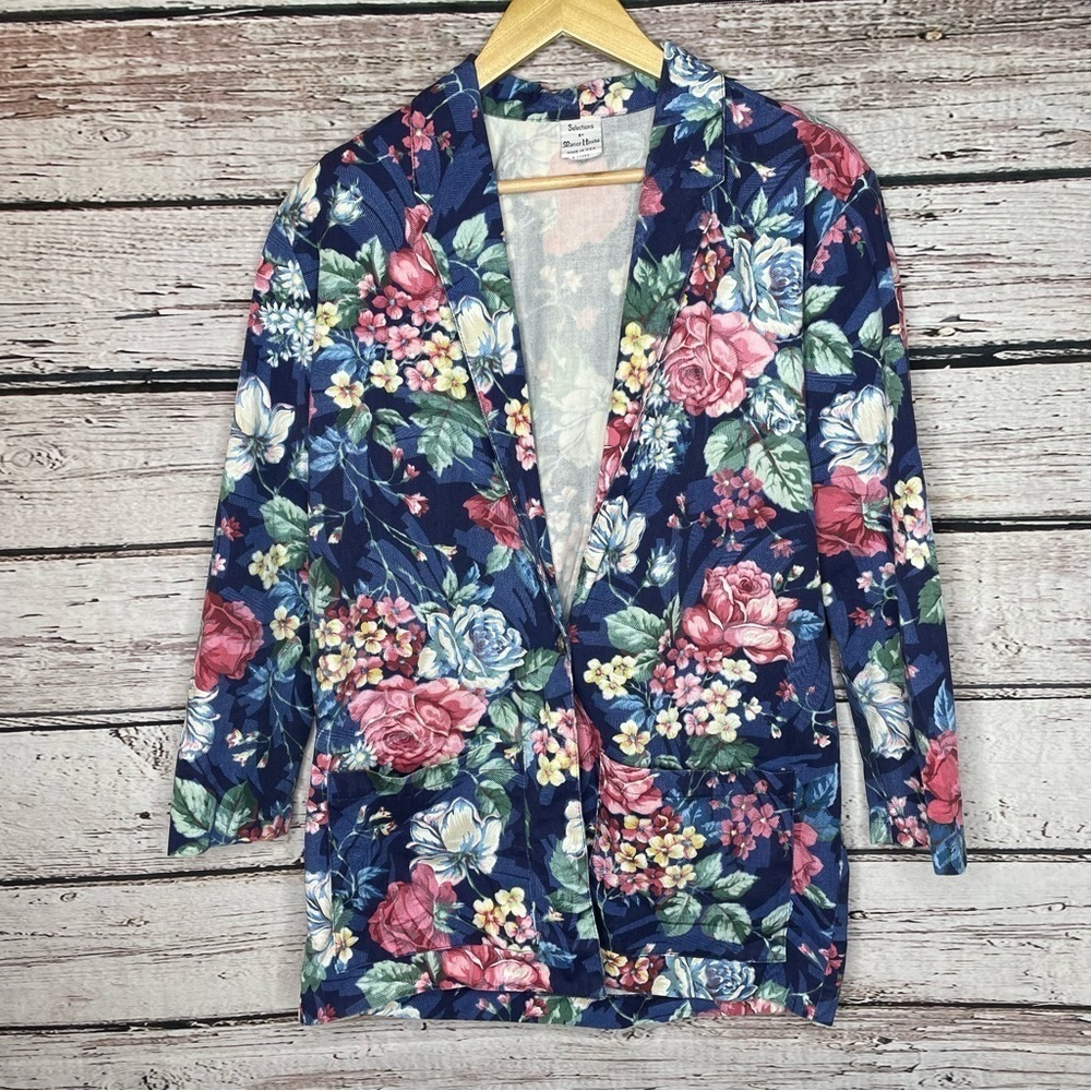 Vintage Selections by Manor House‎ Floral Cottagecore Blazer One Button Size 14